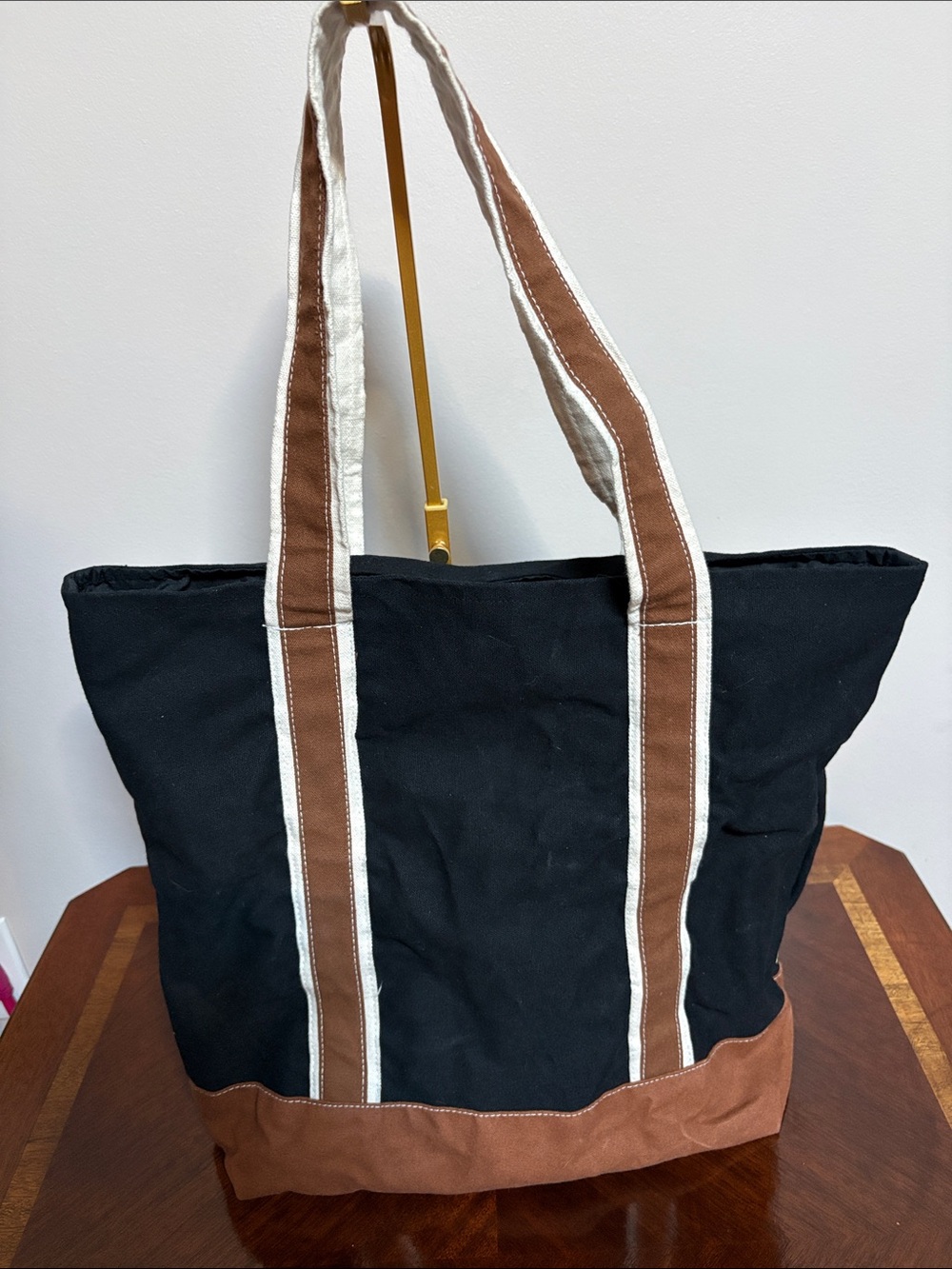 Summersalt Classic Black Canvas Tote with Brown Trim